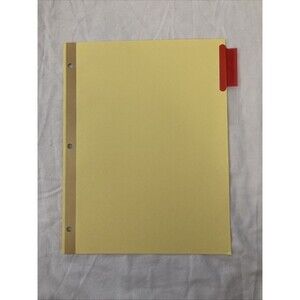 Unbranded 11”x8.5” Paper Yellow Binder Divider | Incomplete (2 Out Of 5 Sheets)